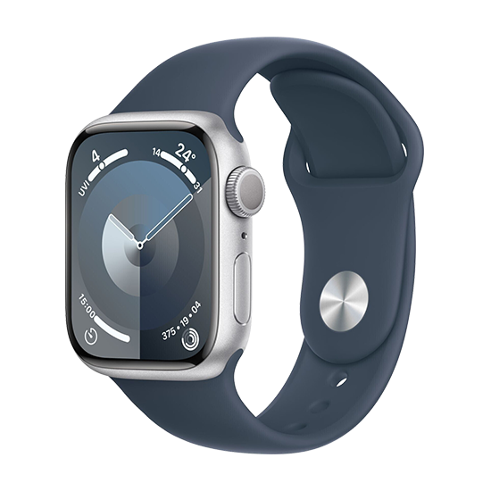 Watch Apple Watch Series 9 GPS 41mm Silver Aluminium Case with Sport Band S/M - Storm Blue