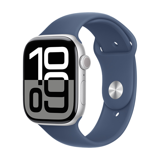 Watch Apple Watch Series 10 GPS 46mm Silver Aluminium Case with Sport Band M/L - Denim