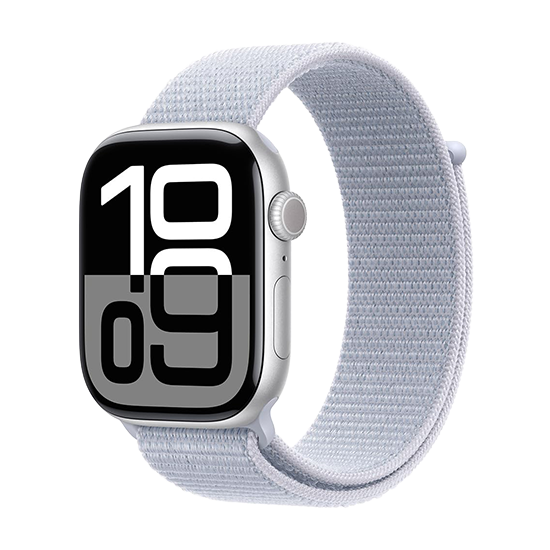 Watch Apple Watch Series 10 GPS + Cellular 42mm Silver Aluminum Case with Sport Loop – Blue Cloud