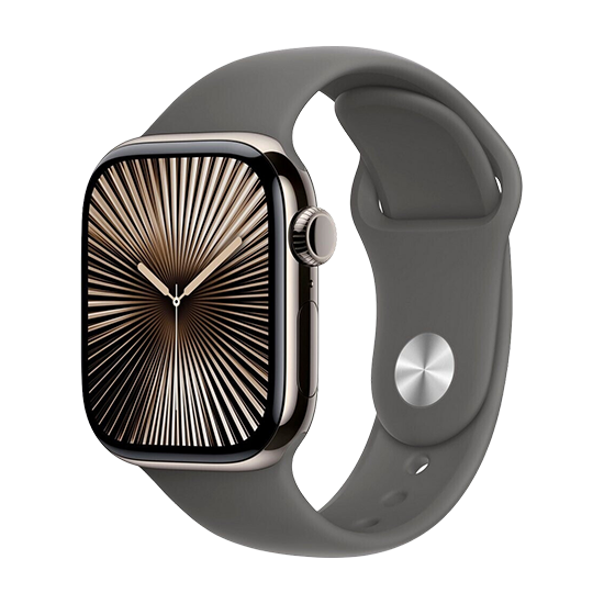 Watch Apple Watch Series 10 GPS + Cellular 42mm Natural Titanium Case with Sport Band S/M – Stone Grey