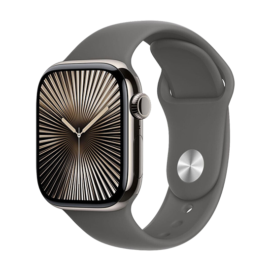 Watch Apple Watch Series 10 GPS + Cellular 46mm Natural Titanium Case with Sport Band M/L – Stone Grey