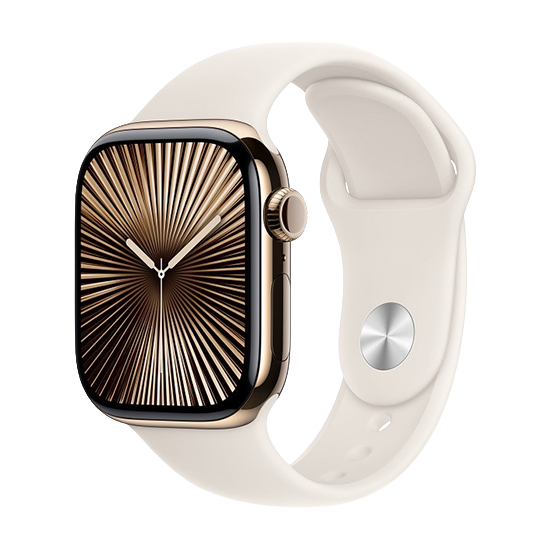 Watch Apple Watch Series 10 GPS + Cellular 46mm Gold Titanium Case with Sport Band M/L – Starlight