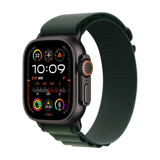 Watch Apple Watch Ultra 2 (2024) LTE 49mm Black Titanium Case with Alpine Loop S - Dark Green