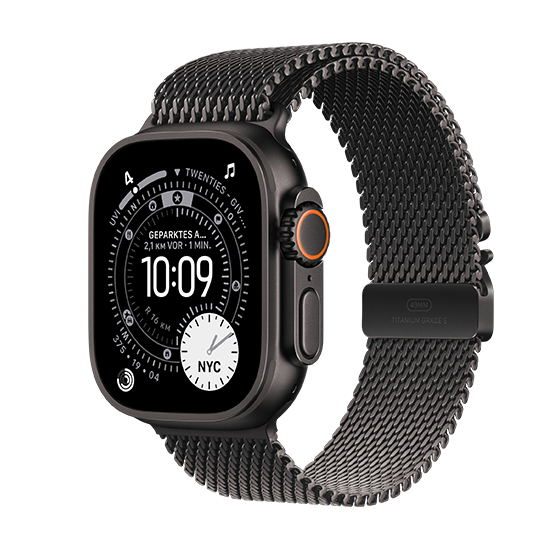 Watch Apple Watch Ultra 3 (2025) 5G 49mm Black Titanium Case with Black Titanium Milanese Loop M - Black