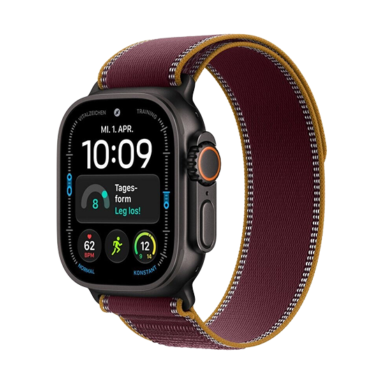 Watch Apple Watch Ultra 4 (2026) 5G 49mm Black Titanium Case with Burgundy Trail Loop M/L – Burgundy
