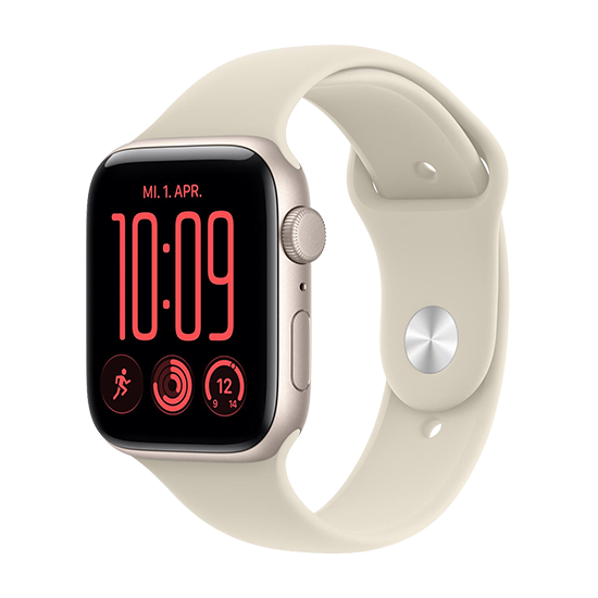 Watch Apple Watch SE 3 (2026) GPS 44mm  Starlight Aluminium Case with Sand Sport Band M/L – Starlight